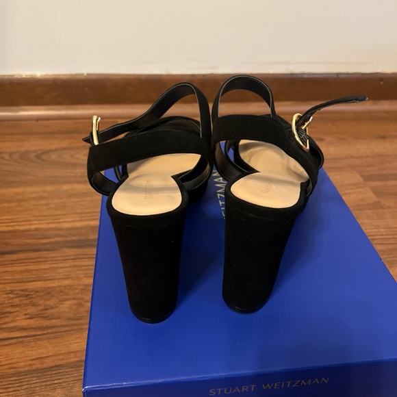 Stuart Weitzman Mariposa Platform Sandals in Black Suede, New in box , 38.5 /8B - Picture 3 of 13
